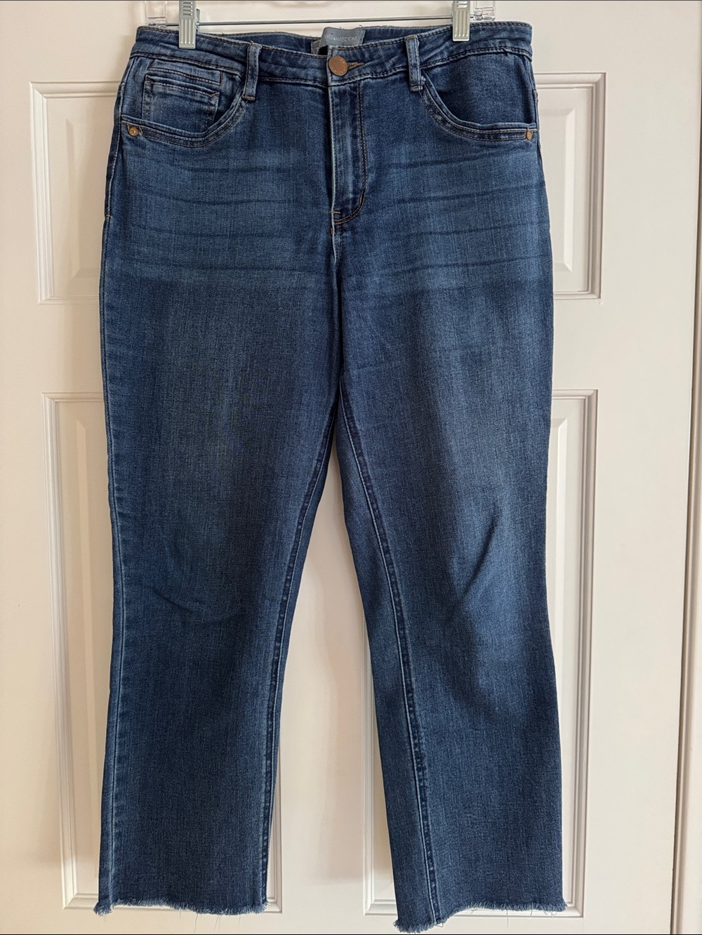 Wit & Wisdom women's Straight Cropped Leg Jeans in Dark Blue Wash Size: 8